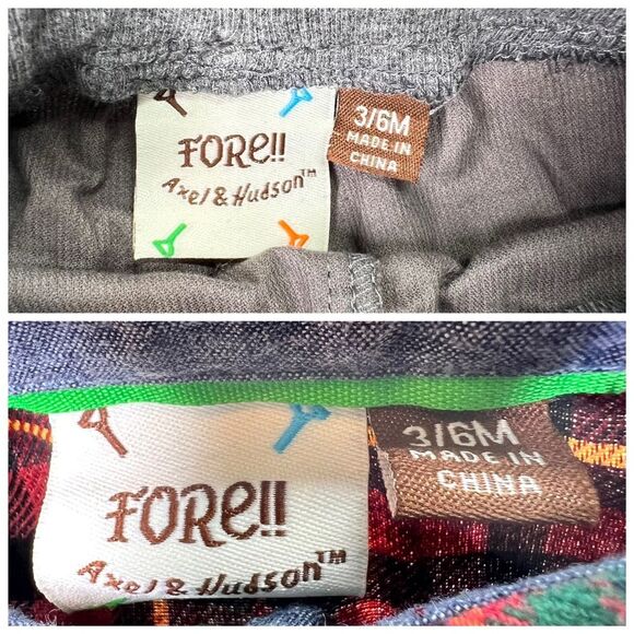 NEW Fore Axel & Hudson Log Cabin Flannel Shirt and Cargo Jogger Set 3/6M - Picture 8 of 9